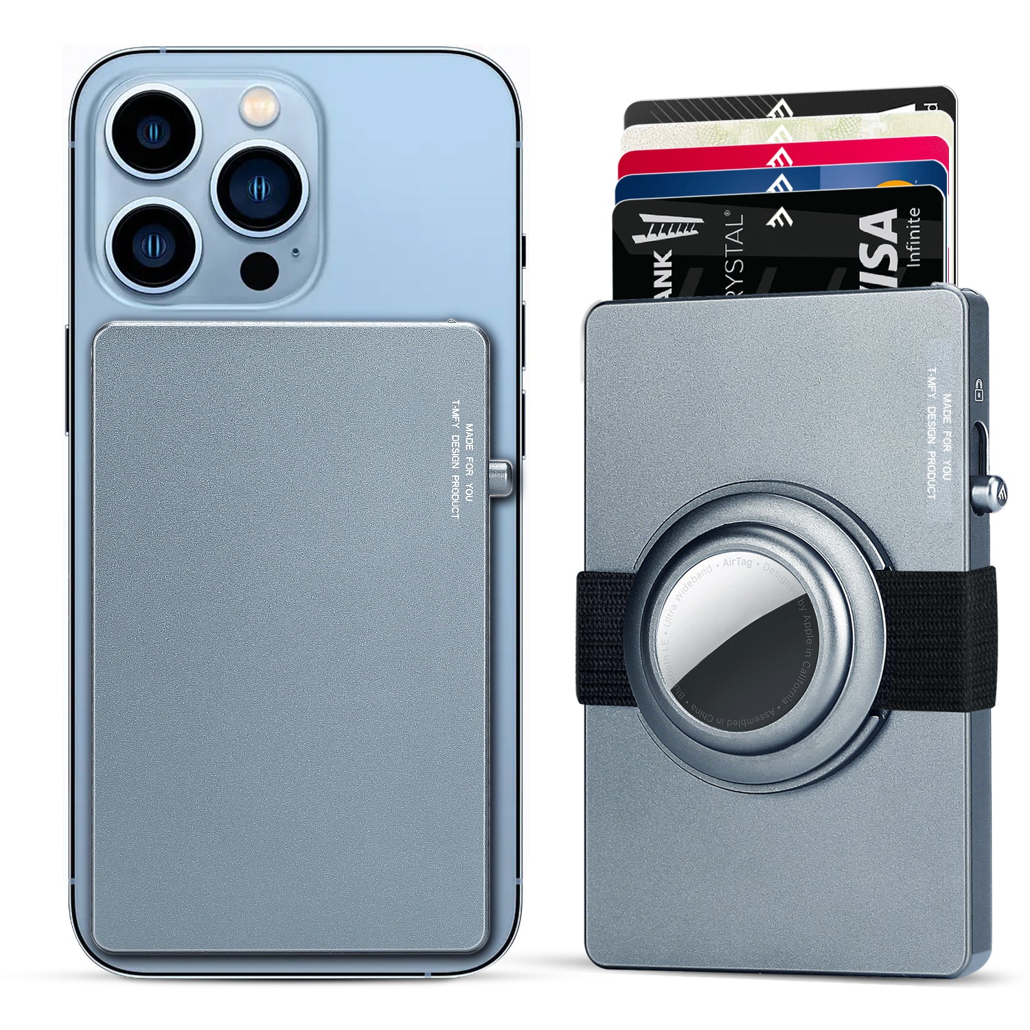 TOYFID All - Aluminum Pop Up Slide Rfid Slim Card Holder Wallet With Airtag Holder - BAROMI