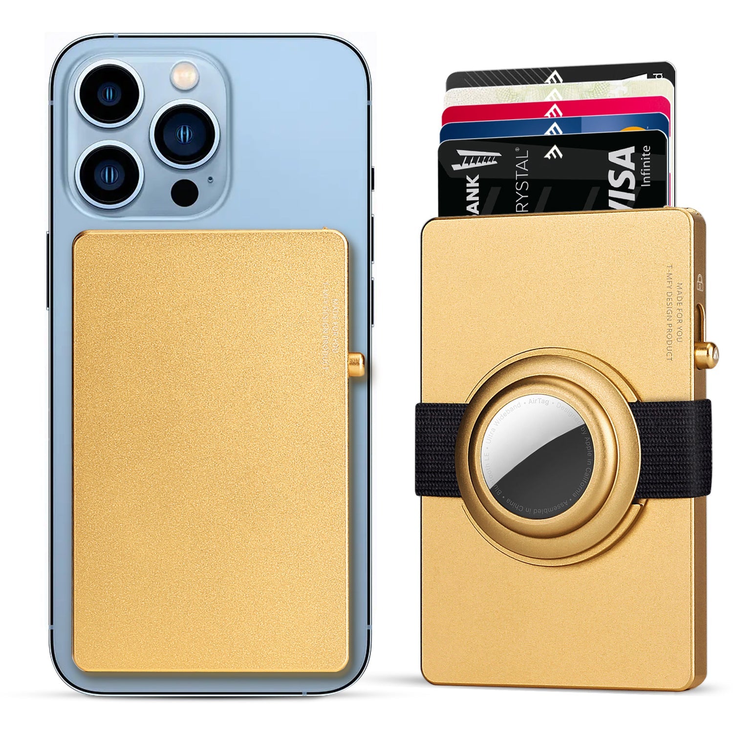 TOYFID All - Aluminum Pop Up Slide Rfid Slim Card Holder Wallet With Airtag Holder - BAROMI